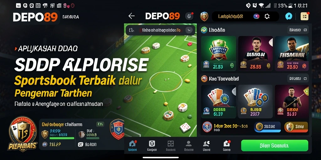 Screenshot utama DEPO89 menampilkan antarmuka pengguna Sportsbook yang menarik.
