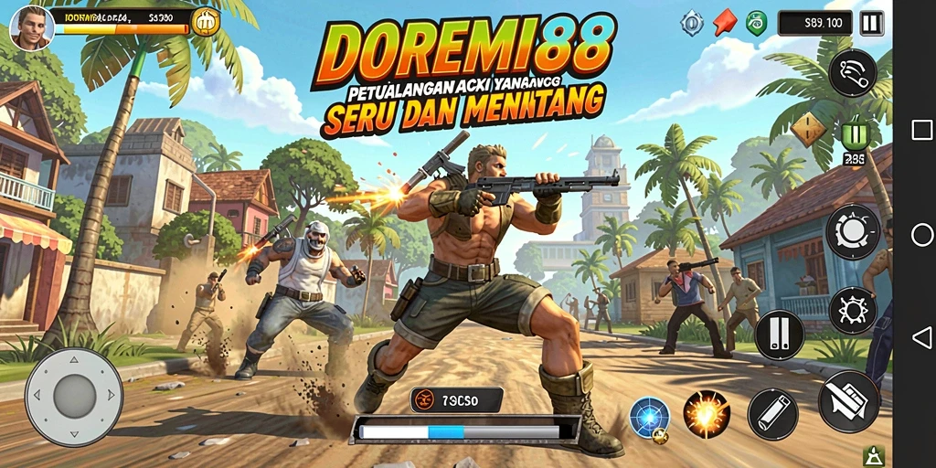 Screenshot gameplay DOREMI88 menampilkan aksi pertempuran yang mendebarkan.