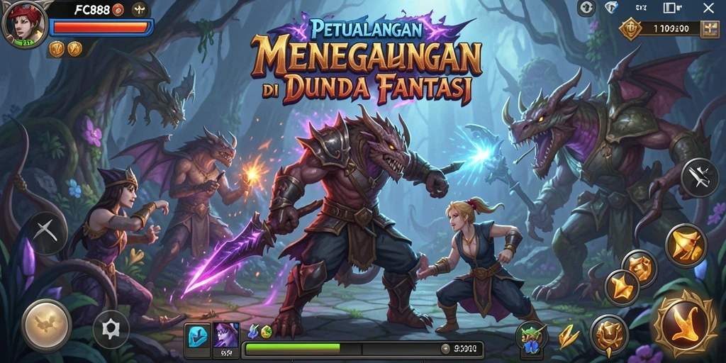 Screenshot gameplay FC888 menampilkan aksi seru dan eksplorasi dunia fantasi.