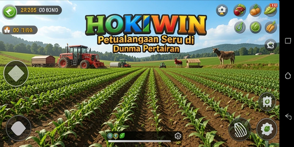 Tampilan seru gameplay HOKIWIN yang menggambarkan kesibukan bertani.