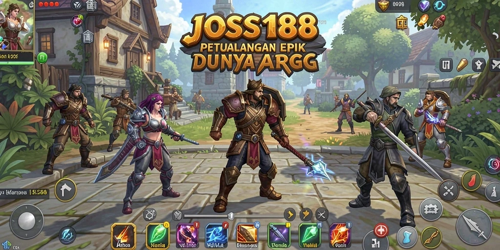 Screenshot gameplay <strong>JOSS188</strong> menampilkan pertarungan epik di dunia fantasy.