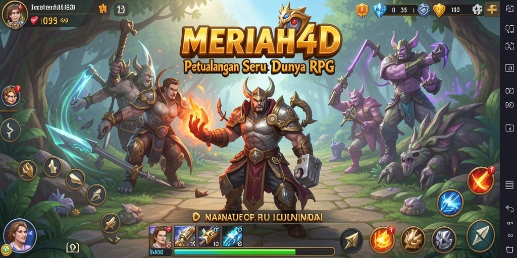 Tangkapan layar gameplay MERIAH4D menampilkan pertempuran seru dan karakter yang menarik.