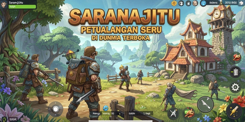 Tampilan gameplay SARANAJITU yang menakjubkan di dunia terbuka.